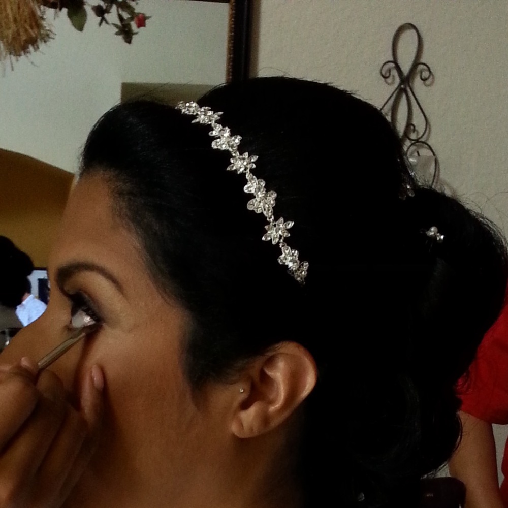 Bride hair piece from David’s Bridal